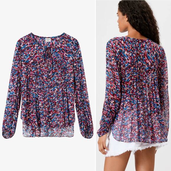 Isabel Marant Daytonea‎ Blouse Pink Purple Blue Abstract Print Size XS Chic Sexy - Picture 3 of 16